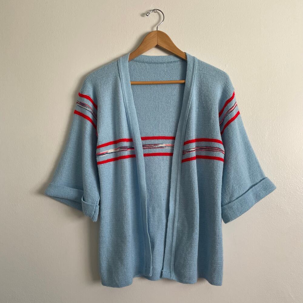 Vintage 70s powder blue knit house coat